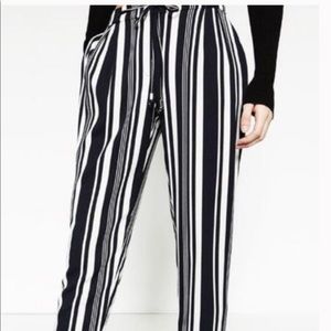 Zara basic silky stiped pant***